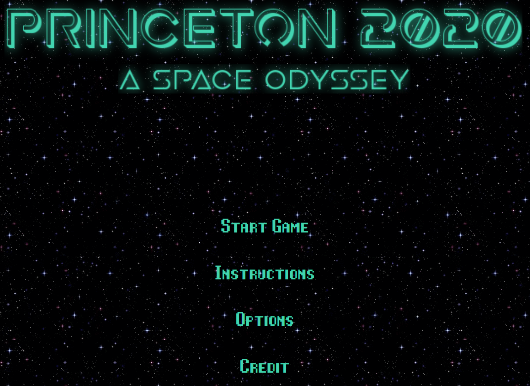 2020: A Princeton Space Odyssey's introductory Menu screen